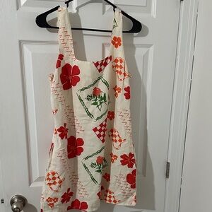 Cream Sundress with Red & Orange Floral Print